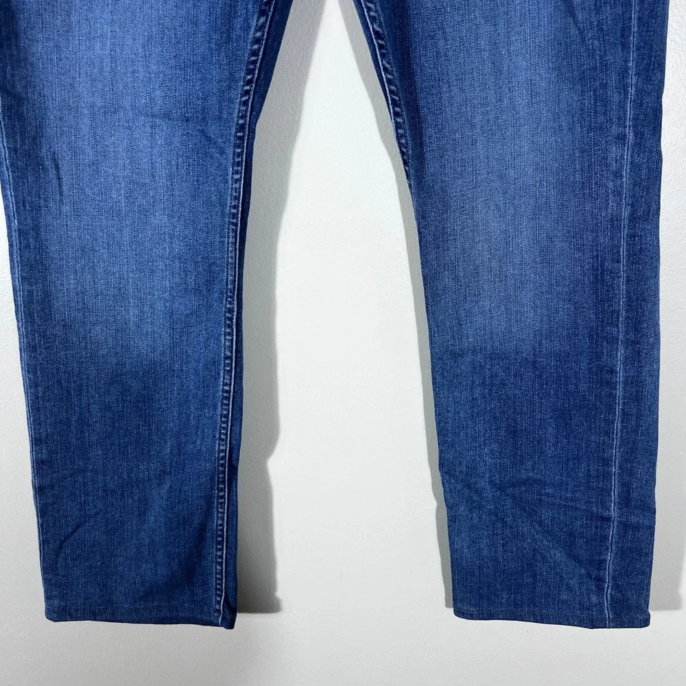 Paige Federal Slim Straight Solid Jeans Blue Stretch Premium Denim Size 34